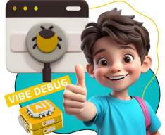 Тестирование & Vibe Debug. Охотники за багами - КИБЕРшкола программирования для детей, компьютерные курсы для школьников, начинающих и подростков - KIBERone г. Митино
